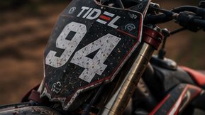 Number plate on the front of the bike