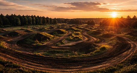 A motocross track at sunset